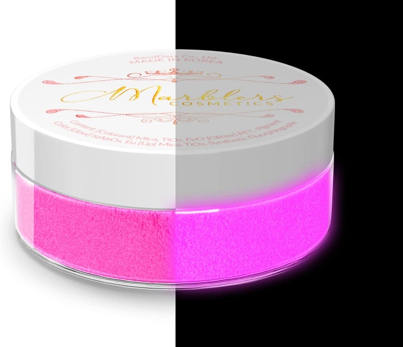 MARBLERS Cosmetic Grade GlowinTheDark Powder Glow Pink 028oz 8g Pearlescent Dye NonToxic Vegan CrueltyFree Festival Rave Party Makeup Eye Hair Nail Polish Eyeshadow