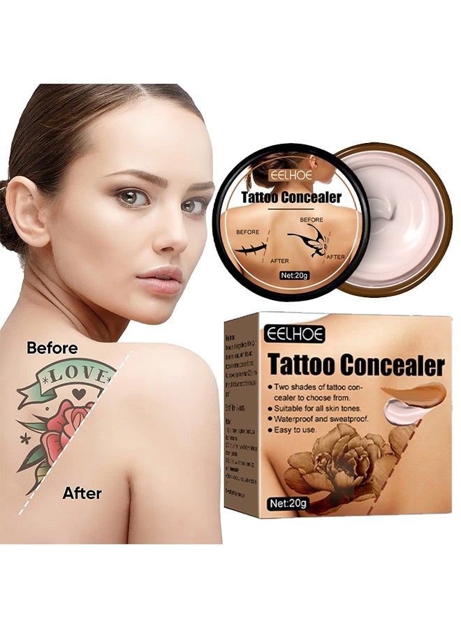 EELHOE Professional Tattoo Concealer, Waterproof Tattoo Concealer Makeup, Suitable For Dark Spots, Scars, Vitiligo, Suitable for Men and Women (Light Color 20g) - Image 1