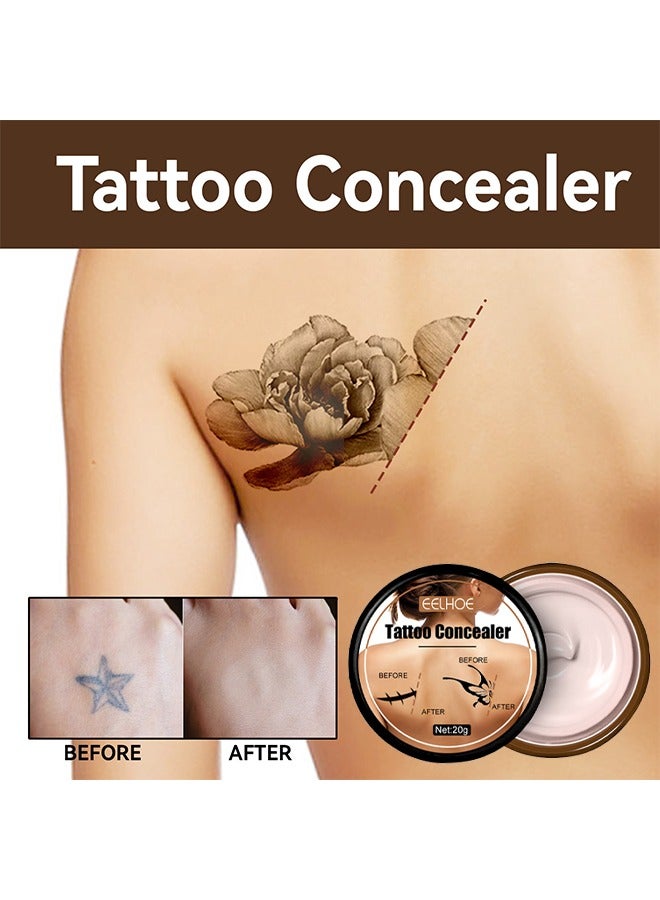 EELHOE Professional Tattoo Concealer, Waterproof Tattoo Concealer Makeup, Suitable For Dark Spots, Scars, Vitiligo, Suitable for Men and Women (Light Color 20g) - Image 2