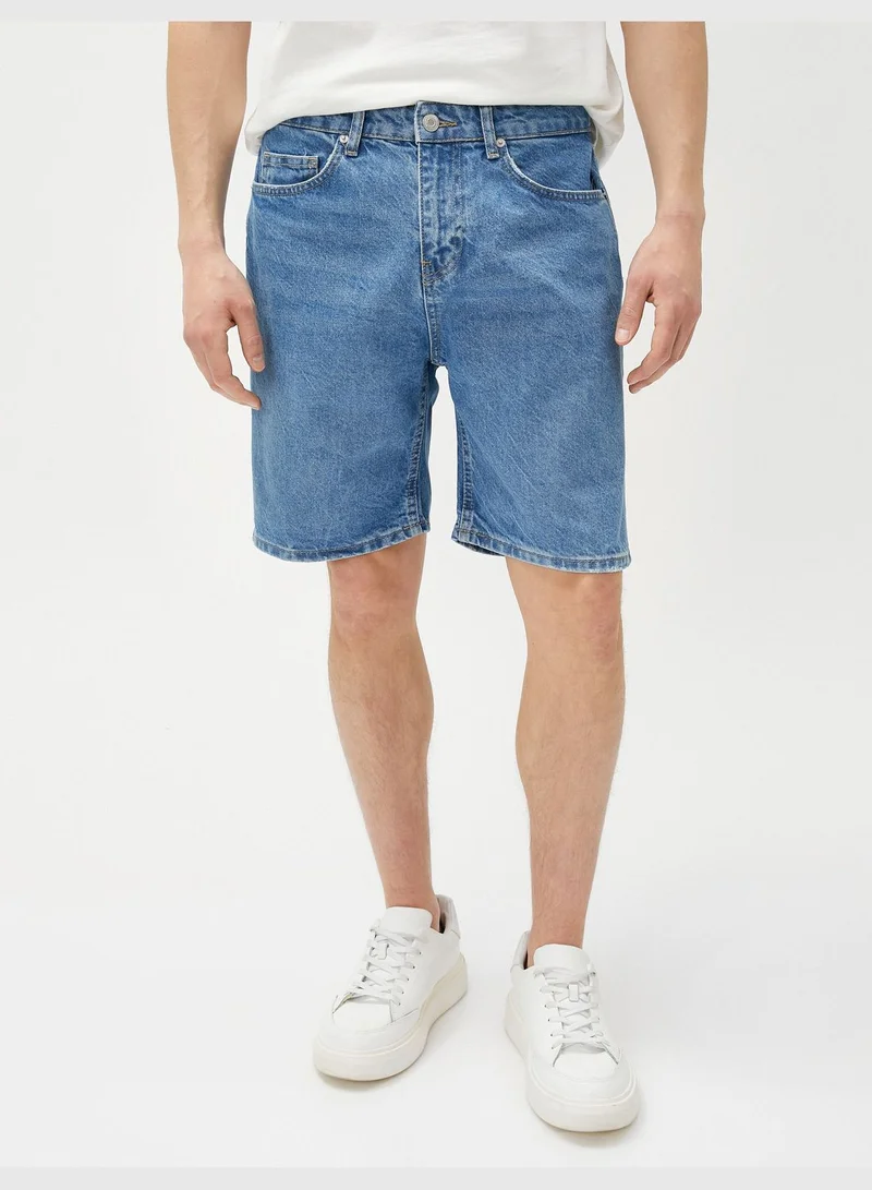 KOTON Cotton Pocket Detail Bermuda Jean Shorts