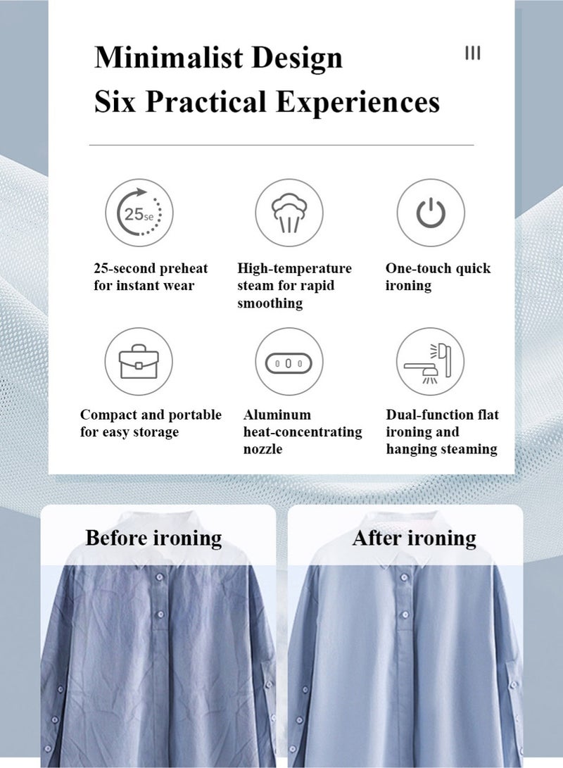 Steamer for Clothes, Handheld Clothes Steamer, 1600W Garment Steamer with 300ml Detachable Water Tank, 30s Fast Heat-up, Auto-Off, Steam Iron Fabric Wrinkle Remover with Brush (White) - Image 3