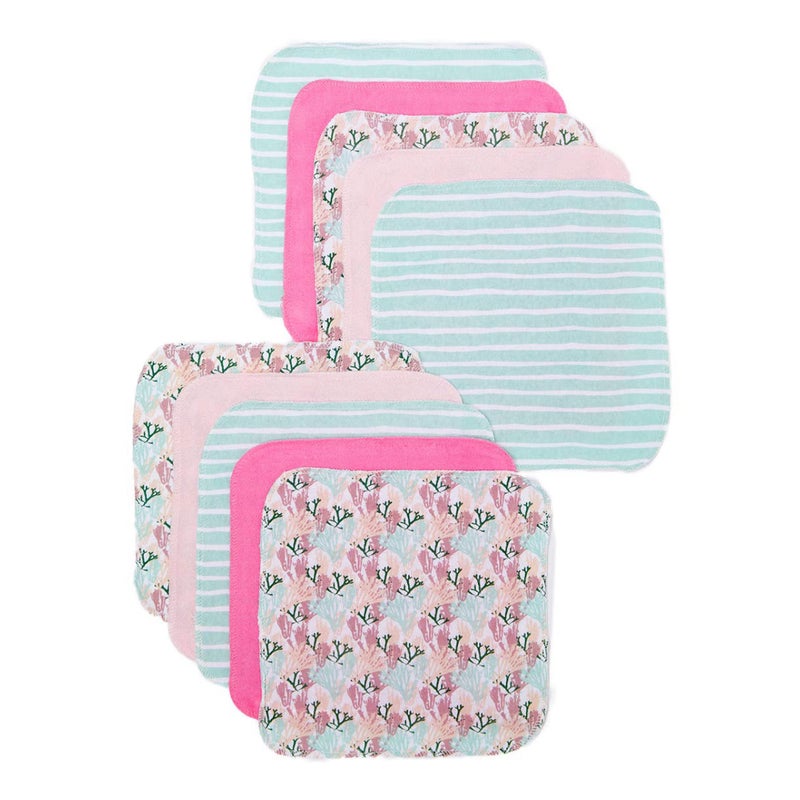 Spasilk 10-Piece Washcloth Set for Newborn Boys and Girls, Soft Terry Baby Washcloths, Baby Essentials, Pink Coral - Image 1