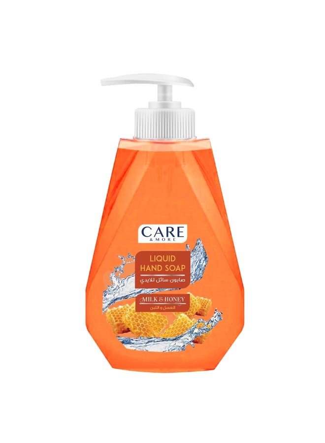 Care & More Liquid hand soap For Hand Wash , Very Good Smell Milk & Honey , Size 350 Ml - Image 1