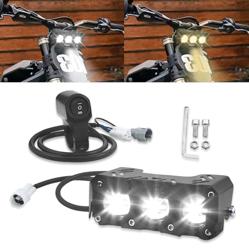 MLWRID Dirt Bike Headlight Kit Compatible for Surron Segway X260 X160 S160 with White High Beam and Yellow Low Beam Dual-Mode - Image 1