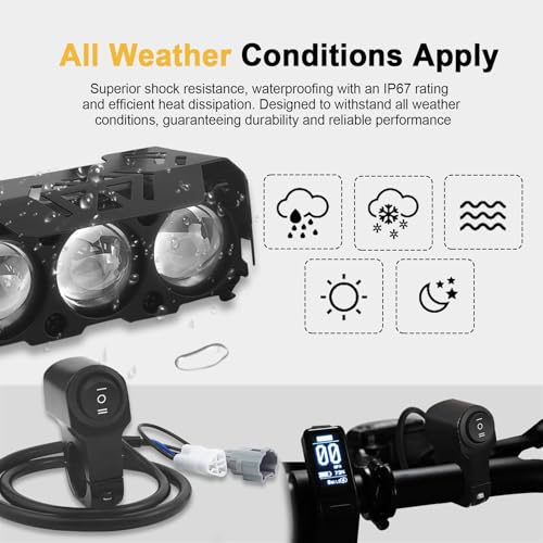 MLWRID Dirt Bike Headlight Kit Compatible for Surron Segway X260 X160 S160 with White High Beam and Yellow Low Beam Dual-Mode - Image 2