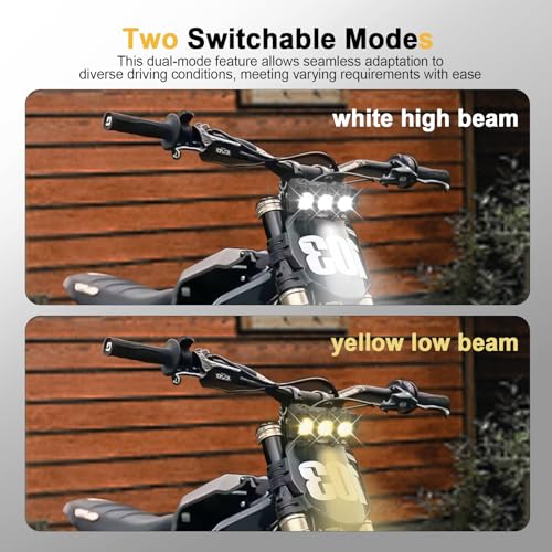 MLWRID Dirt Bike Headlight Kit Compatible for Surron Segway X260 X160 S160 with White High Beam and Yellow Low Beam Dual-Mode - Image 4