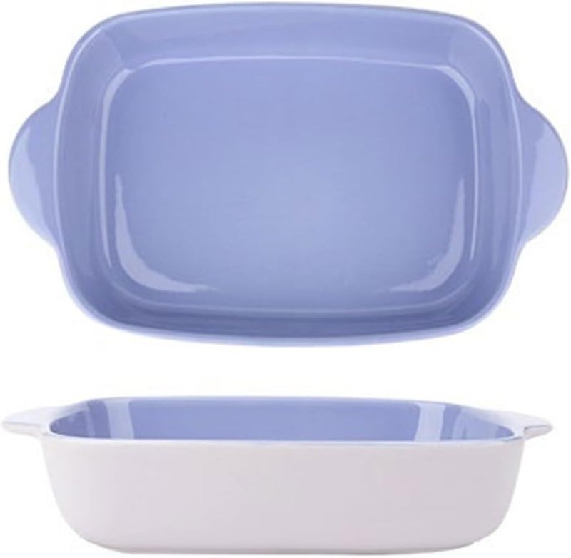 Baking Dish Baking Pan Cheese Baked Rice Bowl Oven Special Plate Rectangular Baking Bowl Vegetable Plate Bivalve Plate Ceramic Plate Oven Dish(Purple,6.8inches) - Image 1