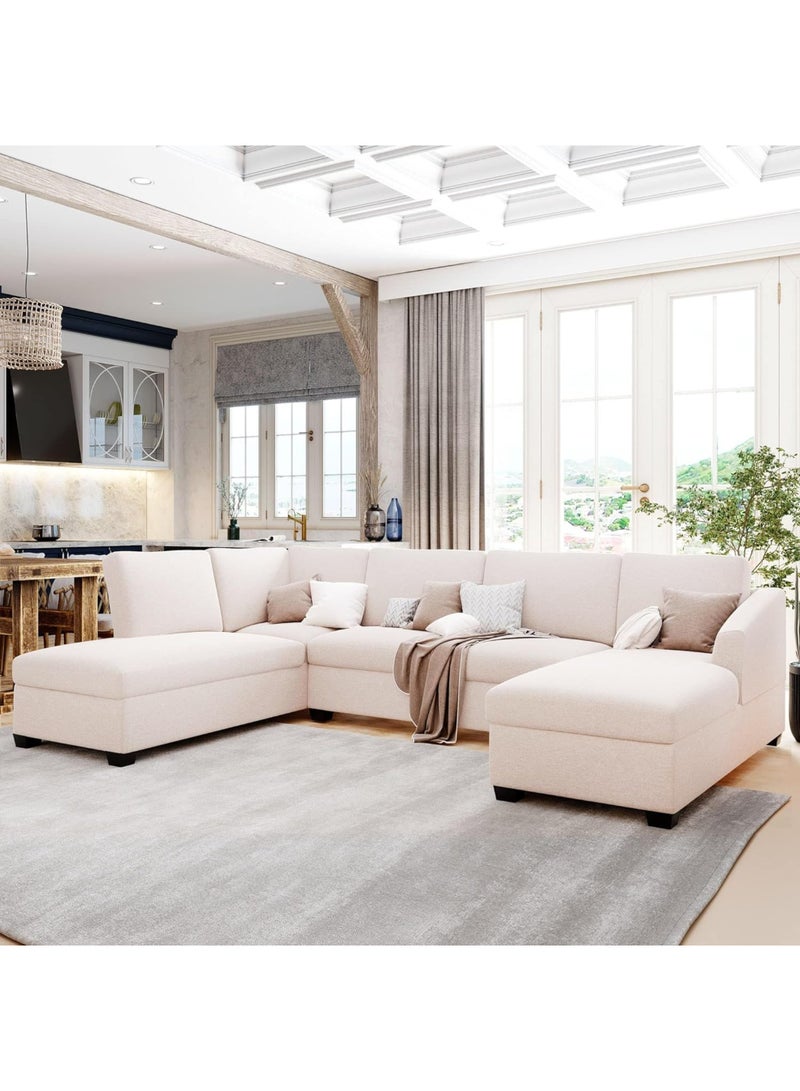 Karnak Jattebo 5-Seater Polyester Sofa Modern Design Sectional Sofa For Living Room Color (Beige) - Image 1