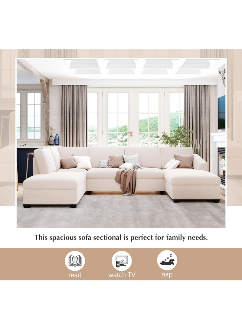Karnak Jattebo 5-Seater Polyester Sofa Modern Design Sectional Sofa For Living Room Color (Beige) - Image 2