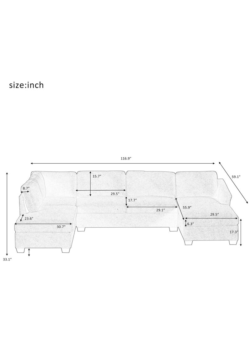 Karnak Jattebo 5-Seater Polyester Sofa Modern Design Sectional Sofa For Living Room Color (Beige) - Image 4