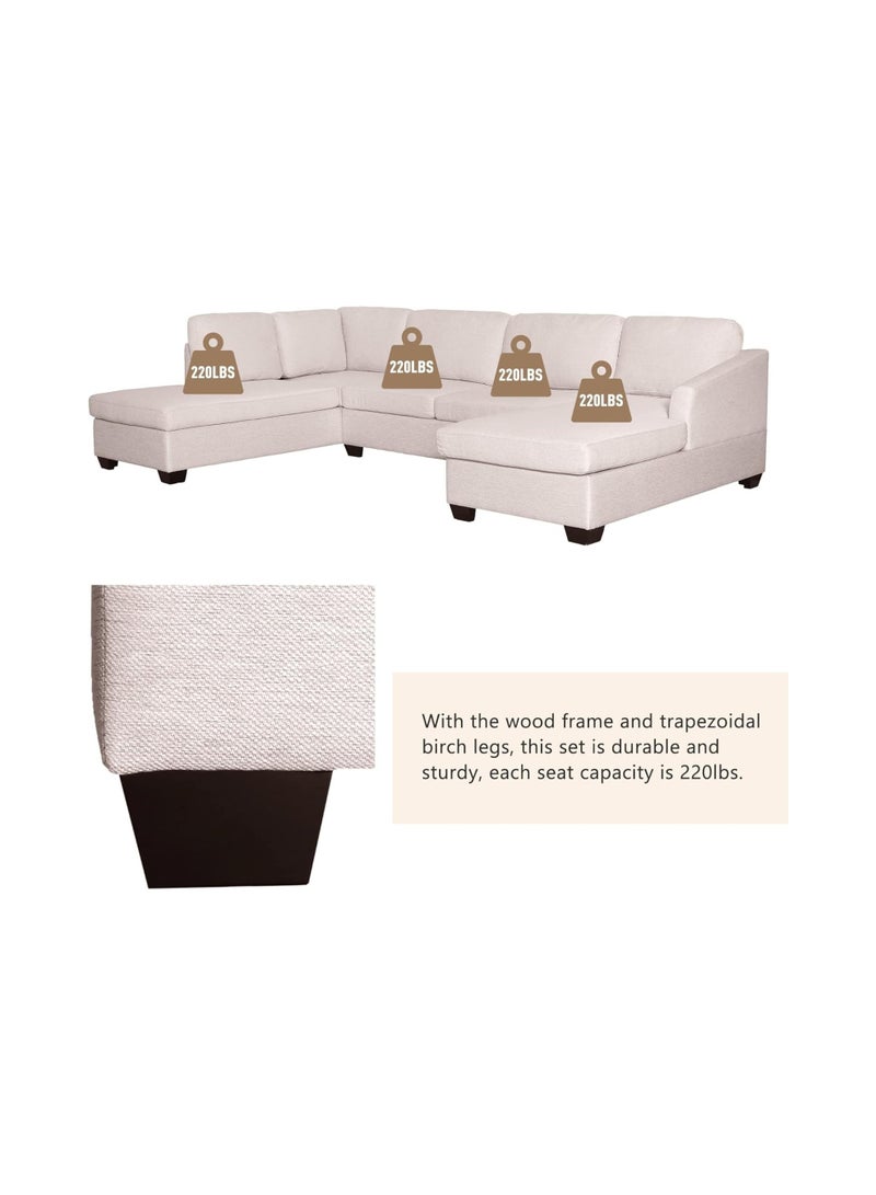Karnak Jattebo 5-Seater Polyester Sofa Modern Design Sectional Sofa For Living Room Color (Beige) - Image 5