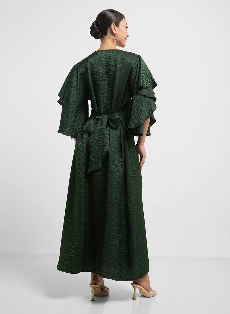 hayas closet Belt Detailed Short Balloon Sleeve Jalabiya - Image 2