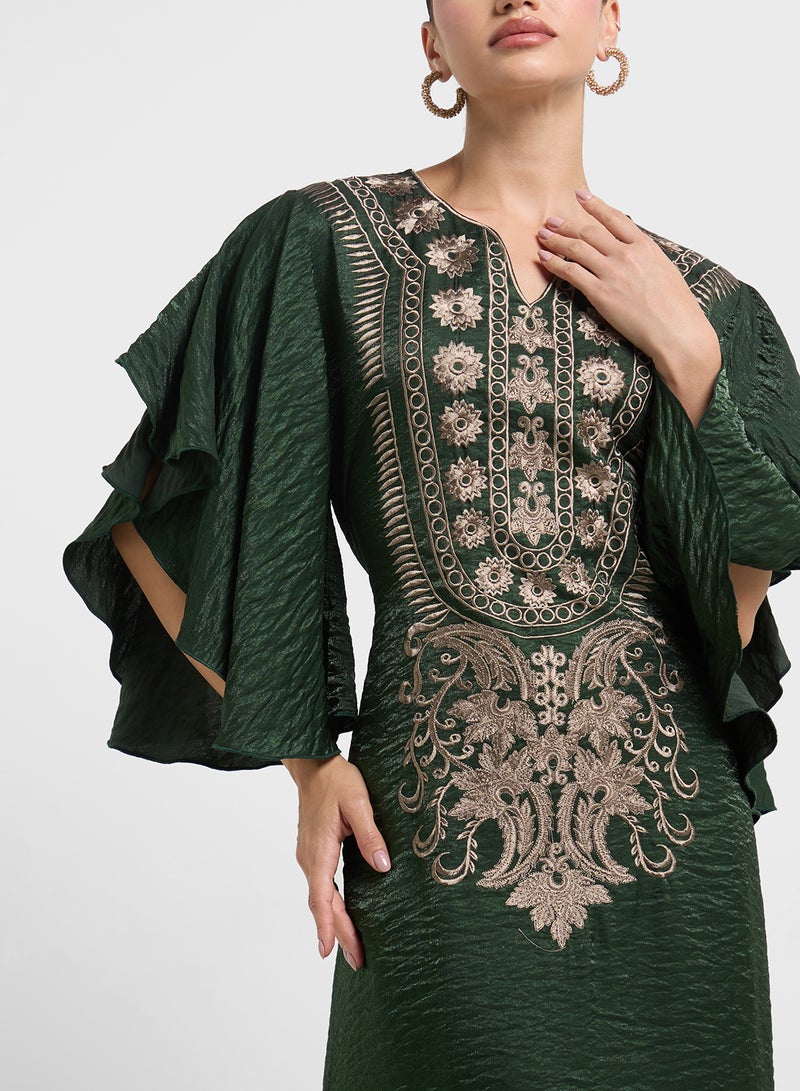 hayas closet Belt Detailed Short Balloon Sleeve Jalabiya - Image 3