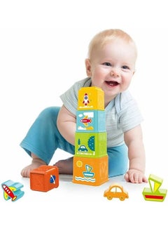 Stacking Blocks For Kids Stacking Puzzle Block With 5 Blocks 3 Transport Shape Matching Blocks Early Learning Educational Toy Sorting Stacking Blocks For Toddlers 1 2 3 Years Boy Girl