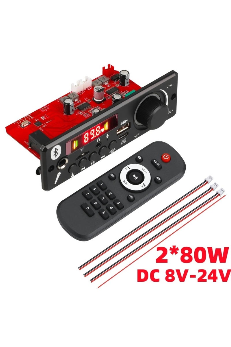 2x80W-Big remote 160W DIY Home Digital Amplifier MP3 Decoder Board 12V 80W Audio Power Bluetooth FM