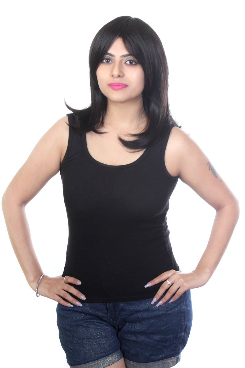Ritzkart Hair Wig Feel Synthetic Straight Style, Black, - Image 5