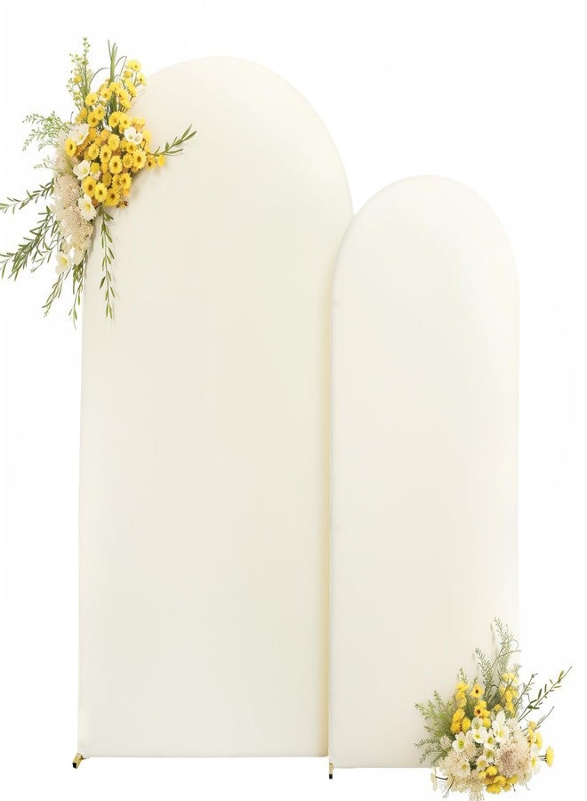 HB HBB MAGIC Ivory Arch Backdrop Cover Set of 2 Arch Cover 7.2 and 6ft Wedding Arch Cover Stretchy Backdrop Bridal Baby Shower Birthday Party Ivory Arch Covers Spandex - Image 1