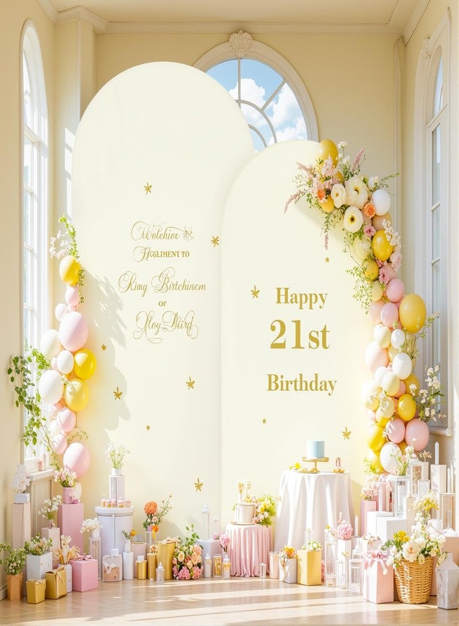 HB HBB MAGIC Ivory Arch Backdrop Cover Set of 2 Arch Cover 7.2 and 6ft Wedding Arch Cover Stretchy Backdrop Bridal Baby Shower Birthday Party Ivory Arch Covers Spandex - Image 3