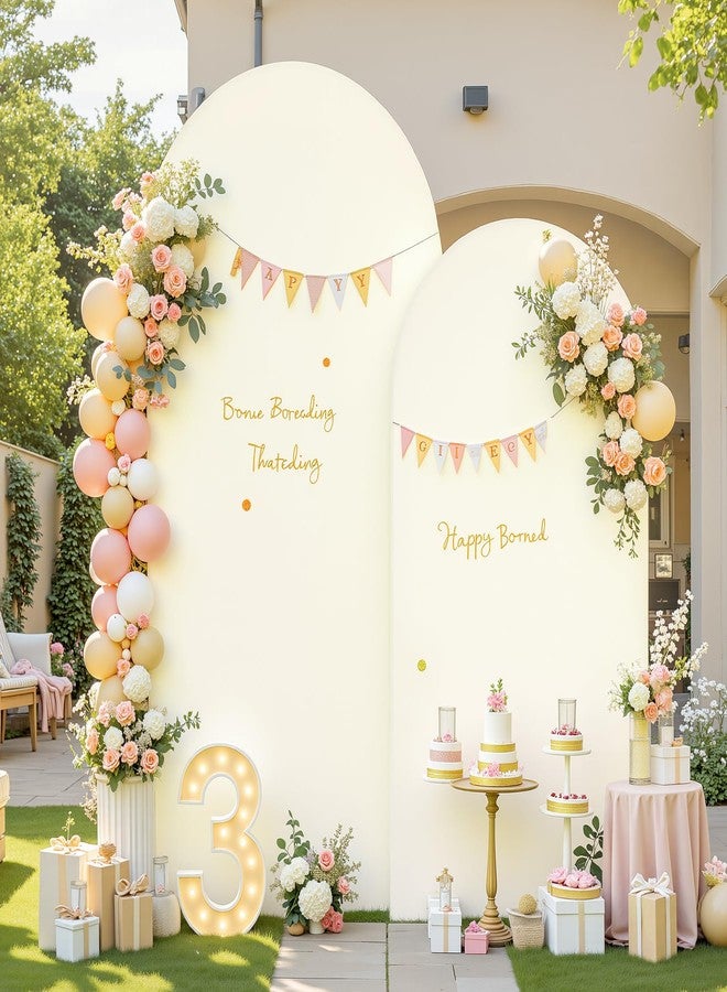 HB HBB MAGIC Ivory Arch Backdrop Cover Set of 2 Arch Cover 7.2 and 6ft Wedding Arch Cover Stretchy Backdrop Bridal Baby Shower Birthday Party Ivory Arch Covers Spandex - Image 2