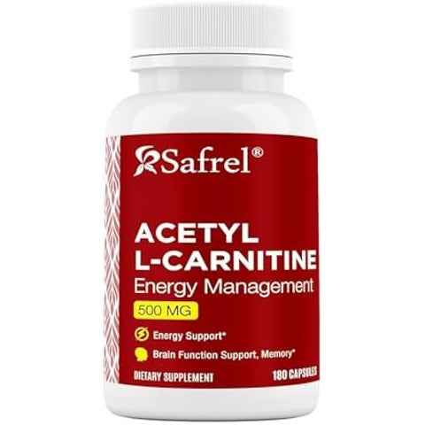 Safrel Safrel Acetyl L-Carnitine 500mg, Brain and Energy Support  Supplement, ALCAR for Cognitive Function and Cellular Energy, 180 Capsules  | Best Price Bahrain