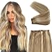 Licoville Weft Hair Extensions Real Human Hair Bundles Highlight Blonde Sew in Hair Extensions 18 Inch 100G Soft Natural Beige Blonde and Platinum Highlights Human Hair Weft Weave Bundles for Women - Image 2