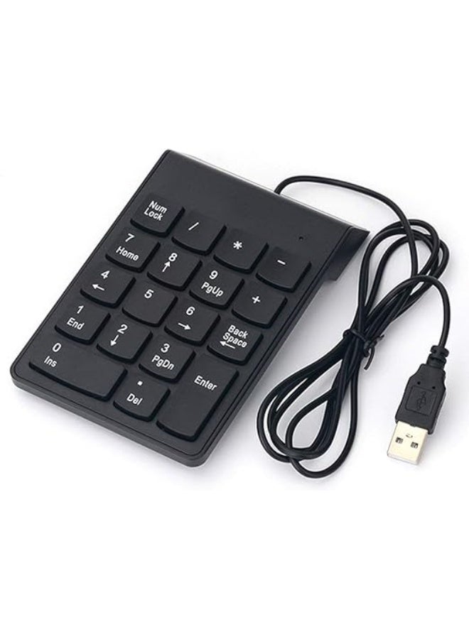 Wired USB numeric keypad with a slim, compact design and 18 keys (black) - Image 1