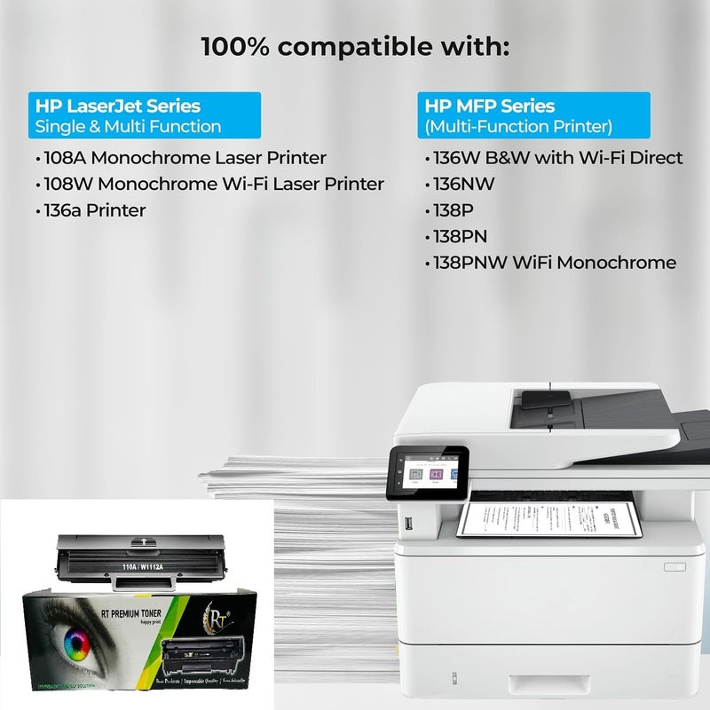 RT -110A Laser Printer Cartridge Compatible with HP Laserjet 108A, 108W, 136A, 136W, 136NW, 138P,138PN,138PNW | Black (110A) - Image 4
