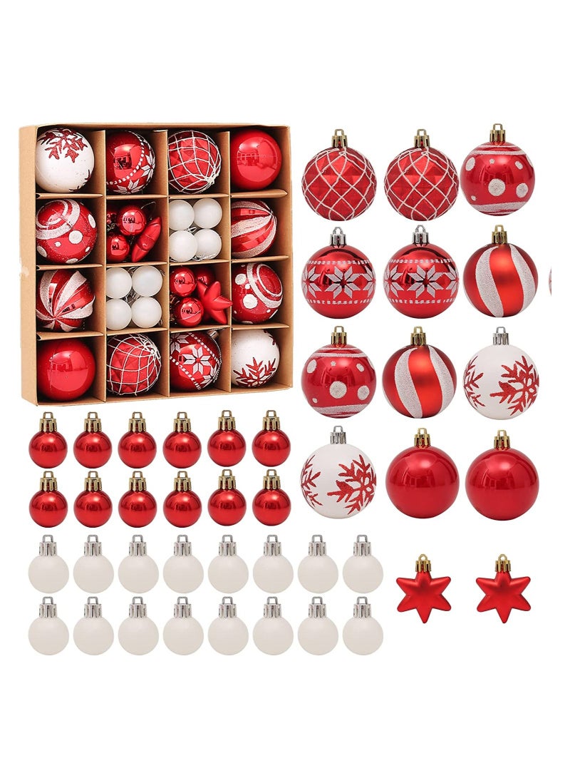 Highland 42 Piece Red and White Christmas Balls Tree Decoration Ornaments  - Image 1