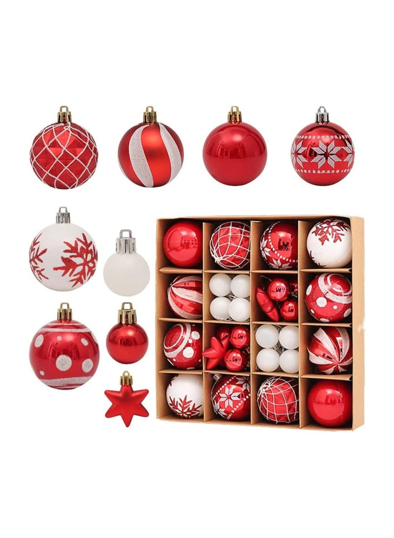 Highland 42 Piece Red and White Christmas Balls Tree Decoration Ornaments  - Image 2