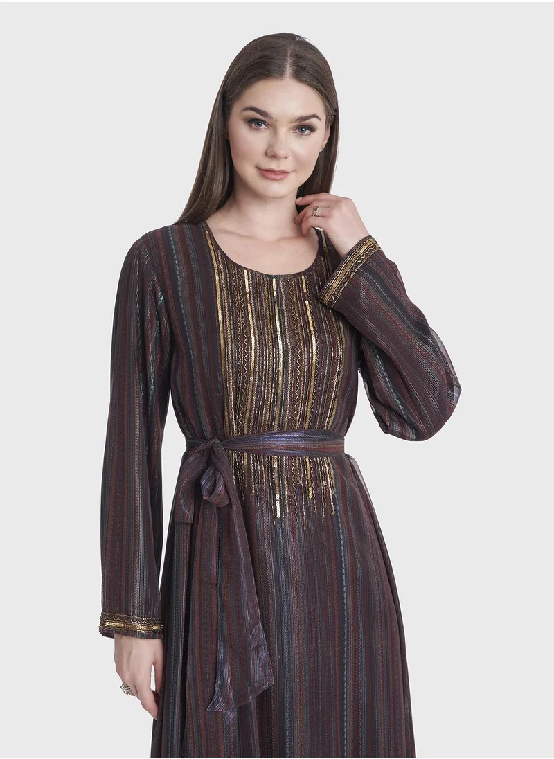 كشخة Geometrical Print Modest Dress