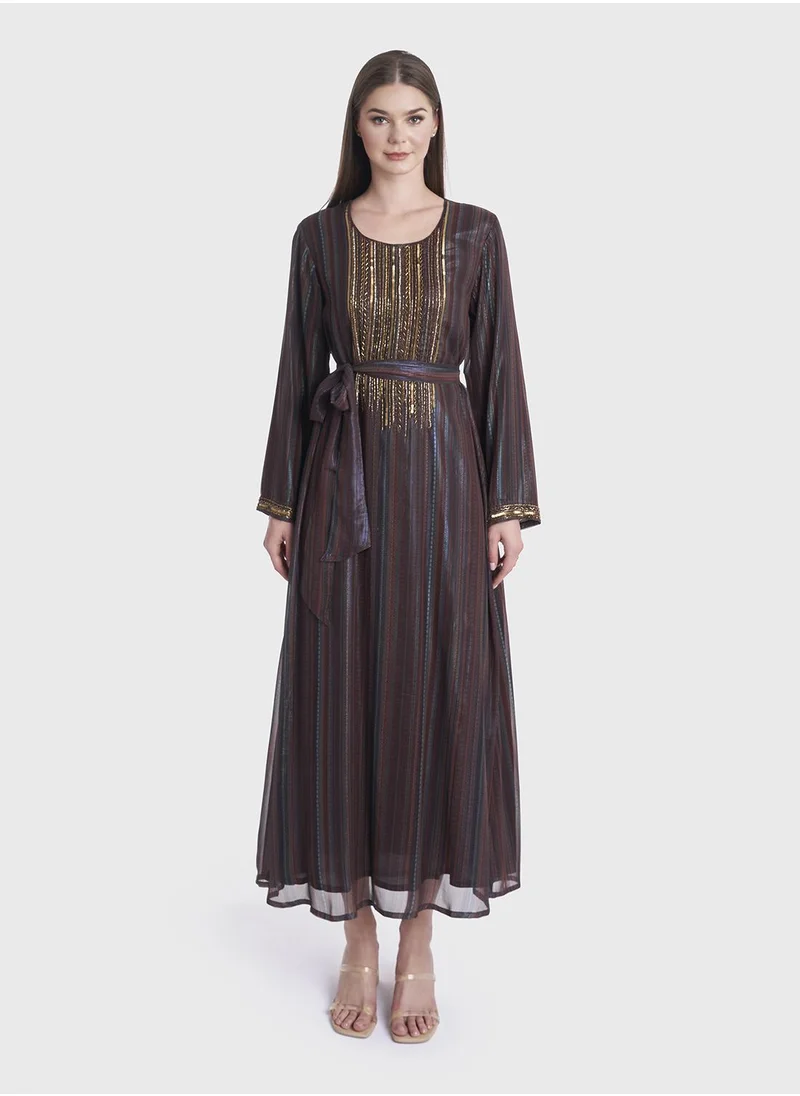 كشخة Geometrical Print Modest Dress