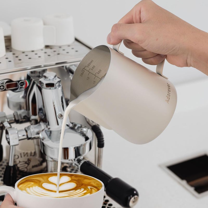 Adorever Milk Frothing Pitcher, 600ml/20oz Steaming Pitchers Stainless Steel Milk Coffee Cappuccino Latte Art Barista Steam Pitchers Milk Jug Cup with Decorating Art Pen, Matte White Spec compliant trusted quality - Image 4