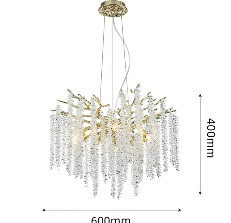 CITRA 600 MM Crystal Gold Metal LED Tree Chandelier Hanging Lamp for Drawing Room Living Room - Warm White - Image 4