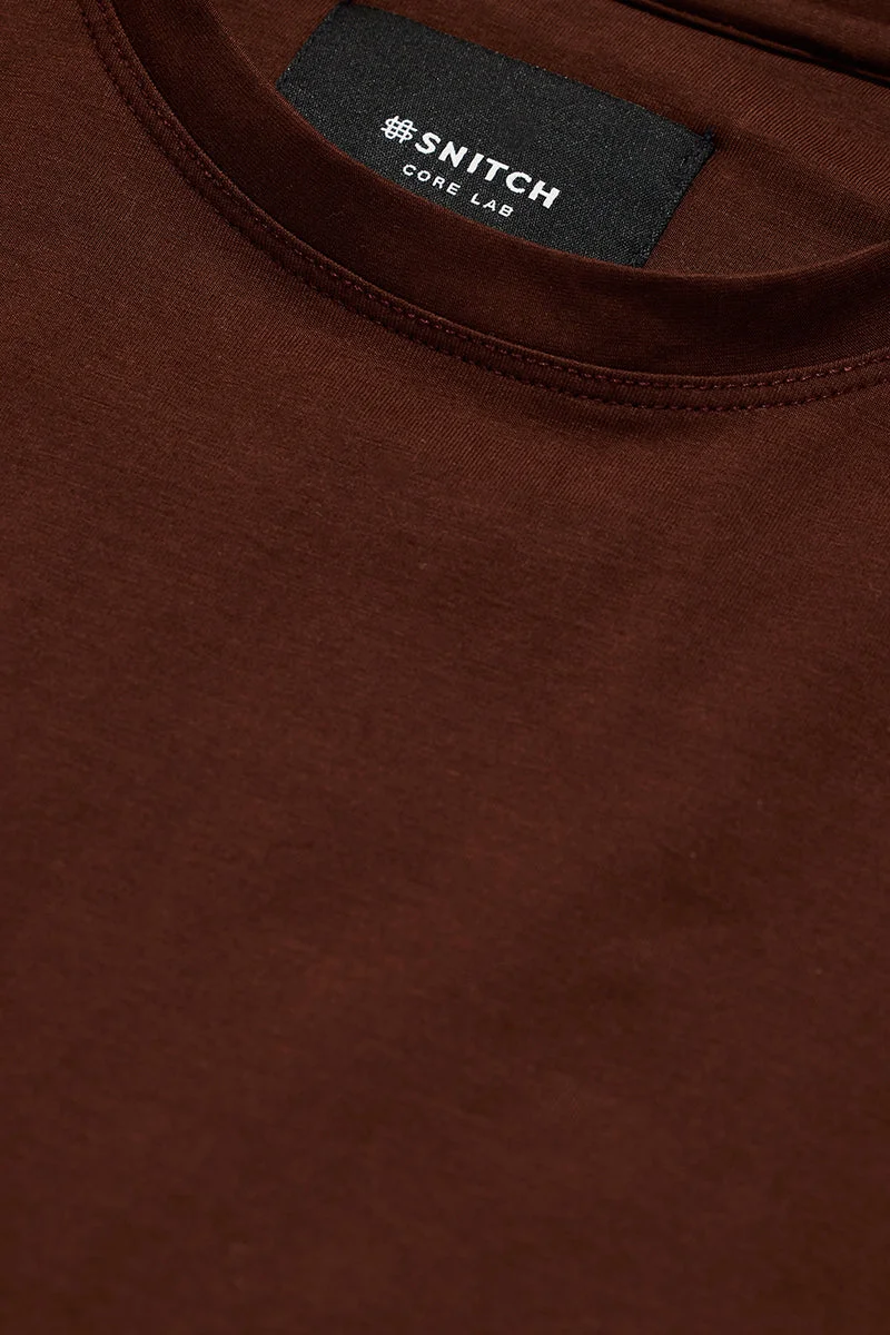 SNITCH Slim Fit Stretch Core Lab Brown T-Shirt