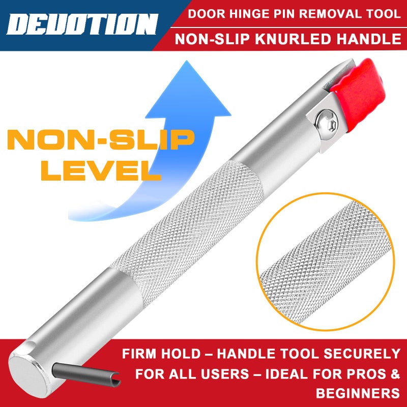 DEUOTION Door Hinge Pin Removal Tool â€“ Carbon Steel Door Hinge Tool with 90Â° Pin Remover, Spring Steel Retaining Clip & Rubber Sleeve, Quick & Easy Door Pin Adjustment, Universal Hinge Tool - Image 5