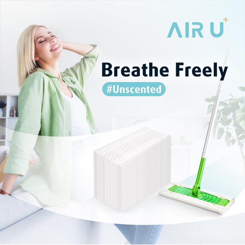 AIR U+ Wet Pads Refill for Swiffer Sweeper Wet Mopping Cloth, Unscented Disposable Floor Cleaning Wipes, 30 Count - Image 2