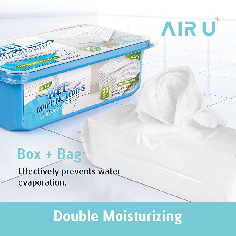 AIR U+ Wet Pads Refill for Swiffer Sweeper Wet Mopping Cloth, Unscented Disposable Floor Cleaning Wipes, 30 Count - Image 3