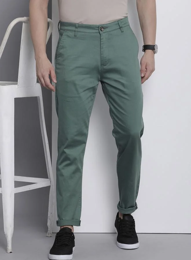 The Indian Garage Co Men Green Mid Rise Slim Fit Chino Pants