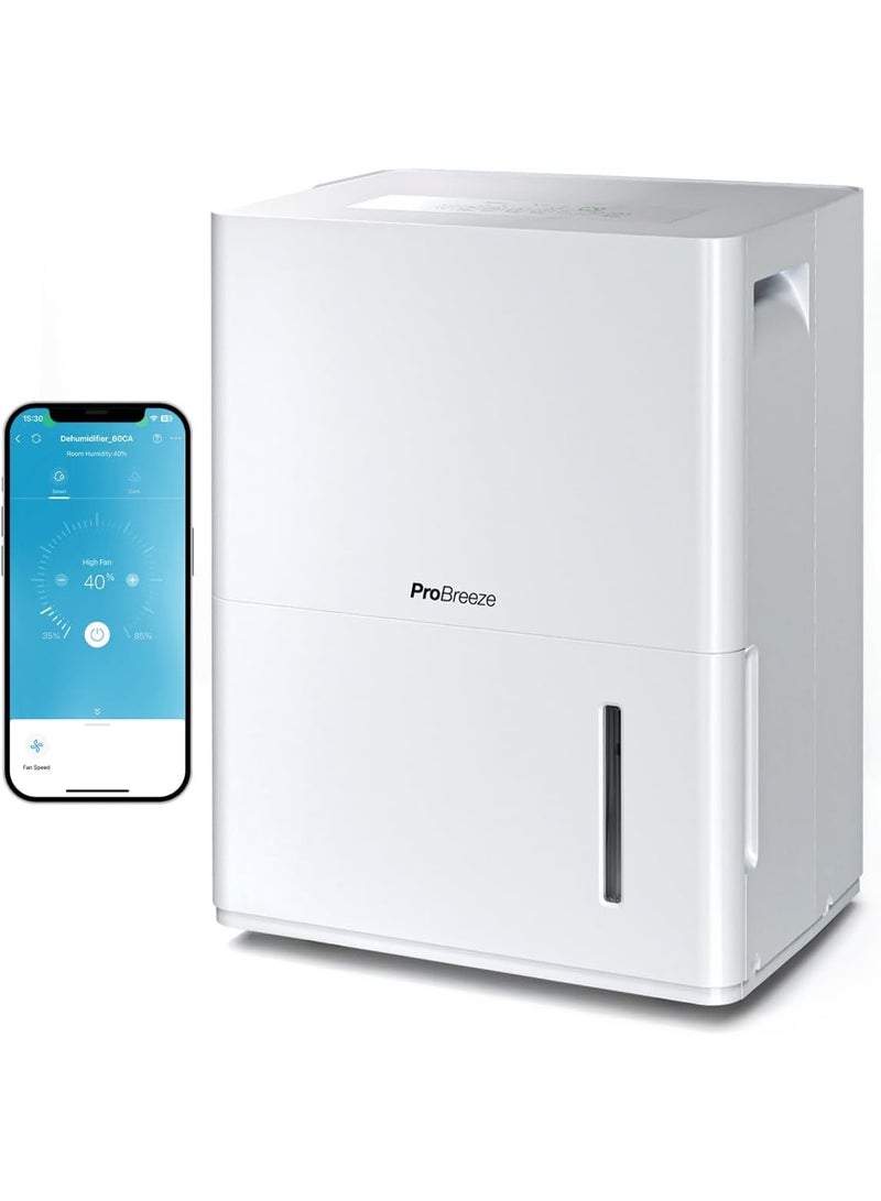Pro Breeze 30L/Day WiFi Dehumidifier For Home - Smart App, Continuous Drainage, XL 4L Water Tank, 24h Timer & Auto Defrost, Mould Remover & Moisture Absorber for Room & Bathroom  - Image 1