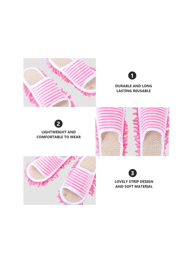 1 Pair Men and Women House Dusting Slippers Floor Dust Dirt Cleaning Slipper Slipper Microfiber Floor Cleaning Washable Detachable Mop Slippers Household Slippers - Image 3