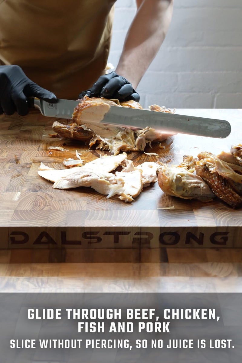 Dalstrong Slicing Knife - 12 inch - Gladiator Series Elite - Granton Edge - Forged High-Carbon German Steel- G10 Handle - Razor Sharp Carving Knife Gift - w/Sheath - Slicer - NSF Certified - Image 3