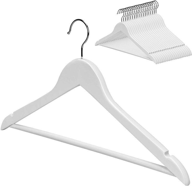 Evolluxi Lotus Wooden Hangers, Solid Wood Shirt, Dress, Coat, Pant, Skirt, Scarf Hangers, with Glossy Finish, 360 Degree Swivel Hook, Space Saving Design, White, 4 Count - Image 2