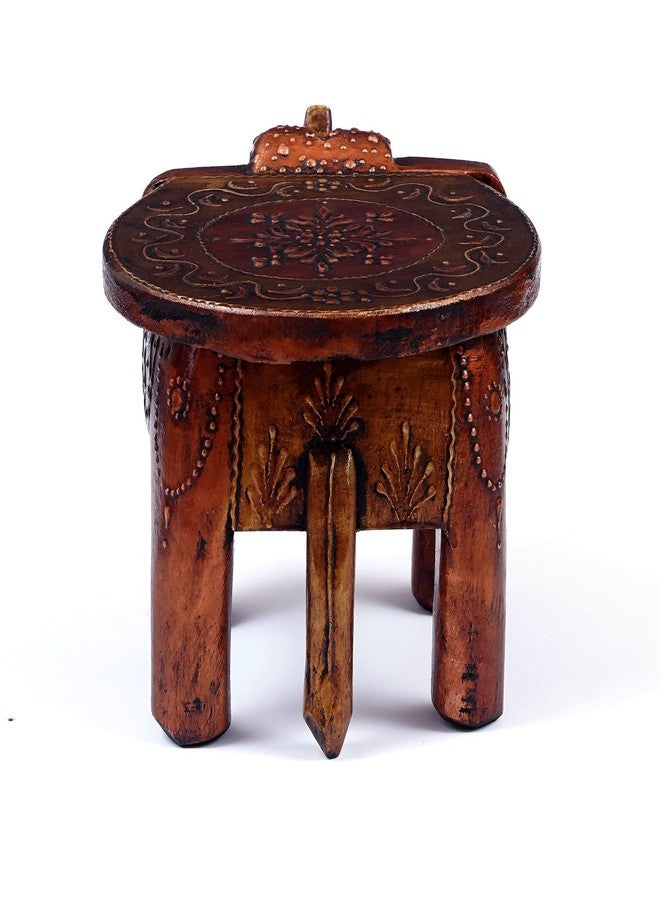 CRAFT TREE Wooden Handpainted Decorative 6'' Copper Elephant Chowki/Flower Pot Stand - Image 5