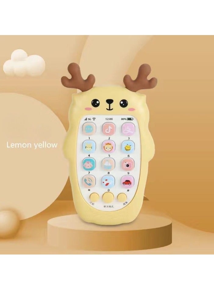 AROAQ Kids Toy Phone, Educational Music Phone Toy, Safe Durable Baby Simulation Mobile Phone, Fun Light Music Early Educational Interactive Mobile Toy for Kids, (Fawn Yellow (Without Battery)) - Image 1