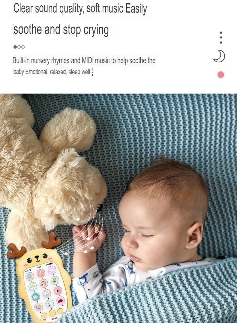 AROAQ Kids Toy Phone, Educational Music Phone Toy, Safe Durable Baby Simulation Mobile Phone, Fun Light Music Early Educational Interactive Mobile Toy for Kids, (Fawn Yellow (Without Battery)) - Image 3