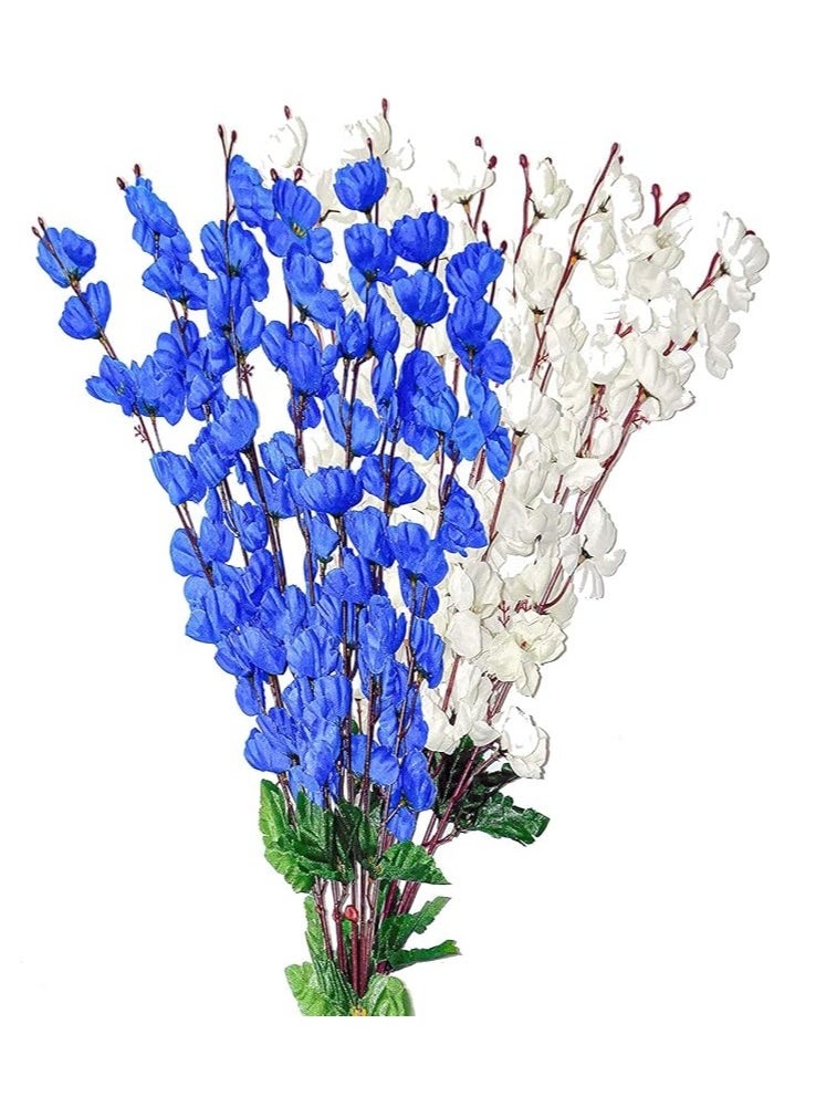 Generic Artificial Flowers For Vase Home Decor Cherry Bouquet Office Decor | Without Vase, (White And Blue) Two Pieces), Number Of Pieces: 2  - Image 1