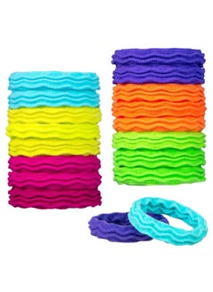 Expressions Expressions 18pc Waved Ponytail Elastic Set in Bright Colors - Ponytail Holders Hair Ties Value Pack - Colorful Ponytail Holders Wavy Textured Hair Ties For Women  - Image 1