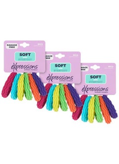 Expressions Expressions 18pc Waved Ponytail Elastic Set in Bright Colors - Ponytail Holders Hair Ties Value Pack - Colorful Ponytail Holders Wavy Textured Hair Ties For Women  - Image 4