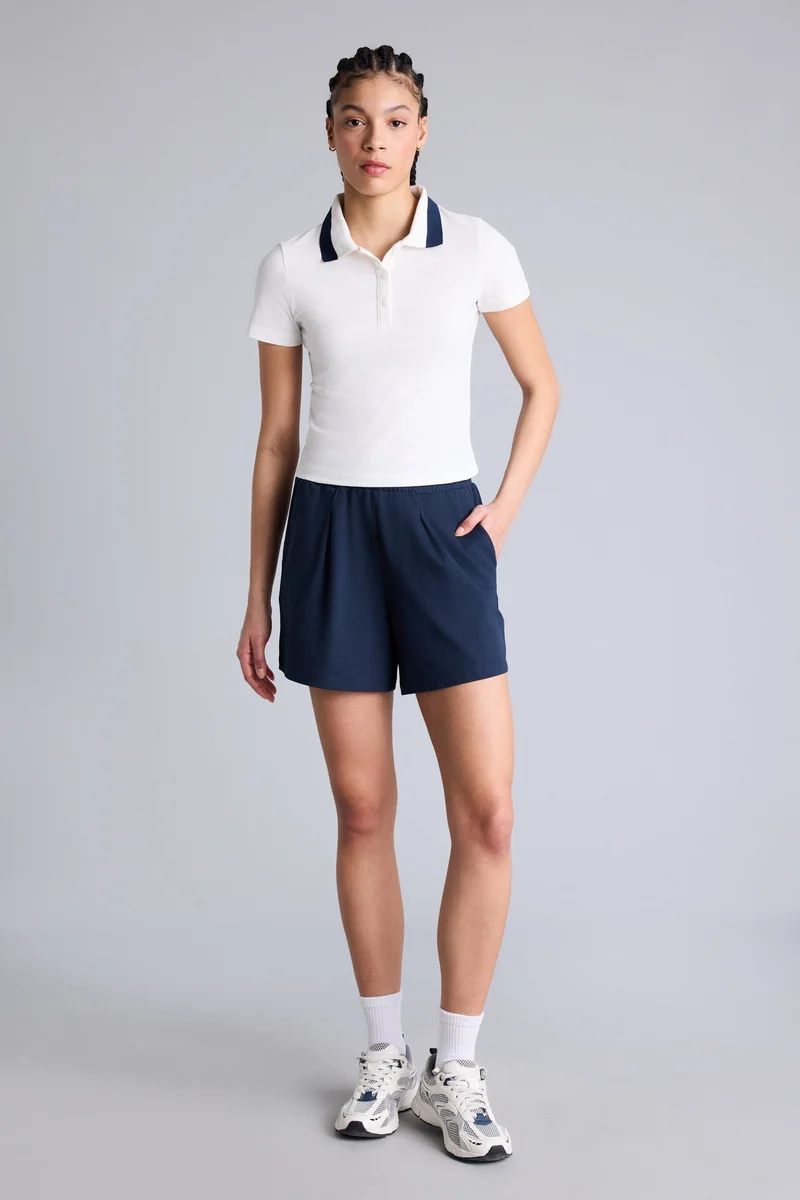 ديفاكتو Slim Fit Polo Collar Pique Short Sleeve Polo T-Shirt