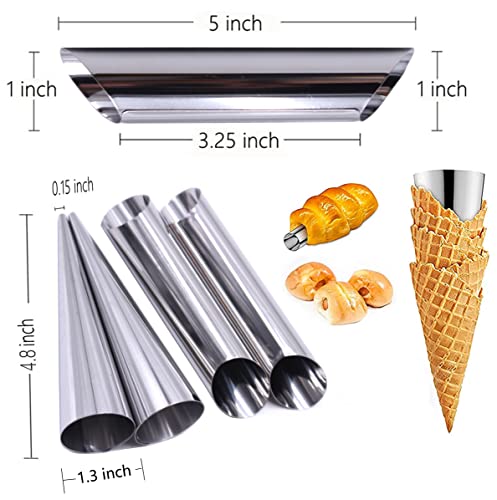 FIVOENDAR Stainless Steel Cream Horn Molds - 21 Pcs, Cannoli Form Tubes, Croissant Baking Molds with Cleaning Brush - Image 4
